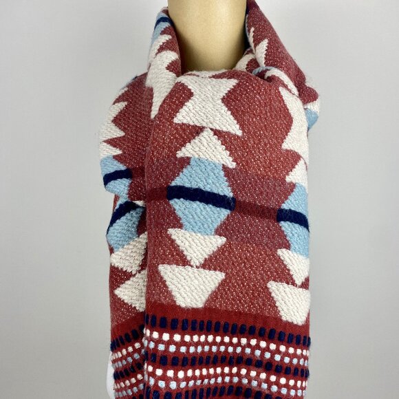 Oversized Madewell Long SouthWestern Chunky Soft Wool Shawl Blanket - Picture 10 of 11